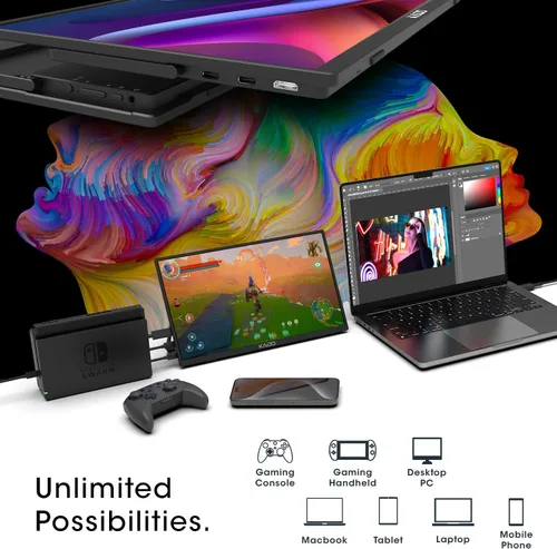 Miniatura 3 de Kado Monitor portátil FHD de 15.6 pulgadas para laptop, segunda pantalla de 1080p IPS 1920x1080 HDMI USB-C, extensor de pantalla para laptop