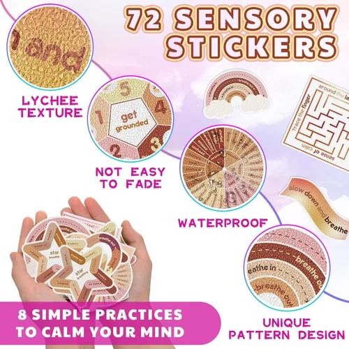 Miniatura 3 de Libima 72 Piezas de Calcomanías Sensoriales para la Ansiedad, Calcomanías Texturizadas, Calcomanías para Jugar, Calcomanías de Atención Plena