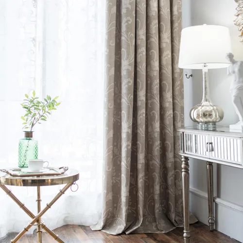 Miniatura 26 de VOGOL - Cortinas de 2 paneles con ramas bordadas de lino sintético con ojales, cortinas para dormitorio/sala de estar, paneles de tratamiento