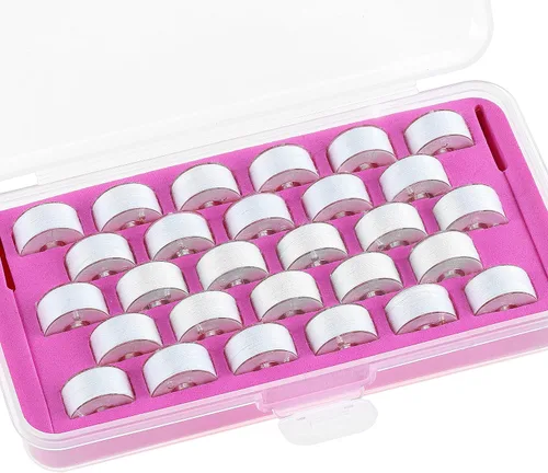 Miniatura 8 de New brothread 28pcs blanco 70D/2 (60WT) hilo de bobina preenrollado tamaño A SA156 para bordado y máquinas de coser DIY hilo de bordar hilo de coser