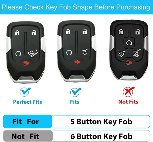 Miniatura 2 de OLLEN Funda para llavero de TPU de 5 botones, compatible con GMC Acadia 2017-2025, para Terrain 2018-2025, para Sierra 2019-2025, para Chevy Negro+R