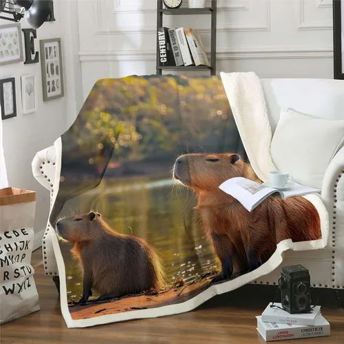 Miniatura 10 de Erosebridal Funny Capybaras Blanket Capybara Lover Gifts Cute Fleece Blanket for Kids Girls Boys, Capybara Decorations Blankets 40"x50", Kawaii