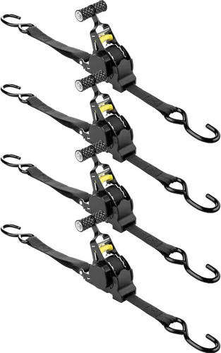 Miniatura 7 de Tomorotec Correas de trinquete retráctiles, amarres resistentes de 1 pulgada x 10 pies para camión, liberación rápida y diseño telescópico, carga