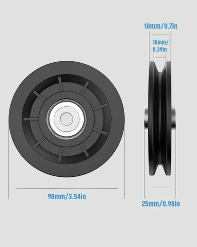Miniatura 5 de 90mm/3.5" Rodamiento Universal de Nylon Polea-Rueda para Reemplazo de Equipo de Gimnasio en Casa, Cable Máquina, Rodamiento Resistente al Desgaste