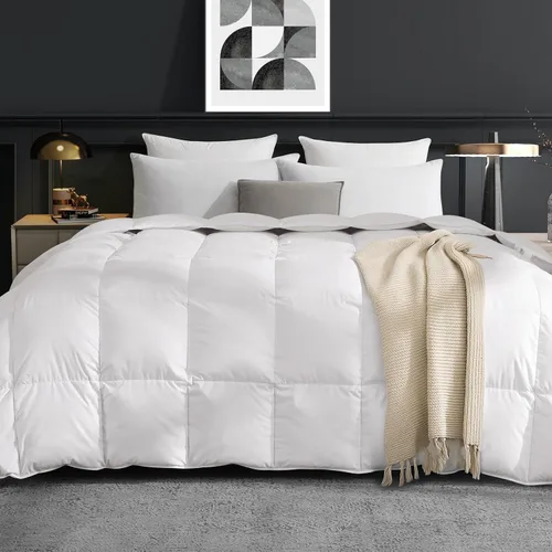 Miniatura 8 de Dreamhood Edredón de fibra de plumas tamaño individual, relleno de edredón mullido y transpirable gris oscuro, ultra suave, edredón de lujo