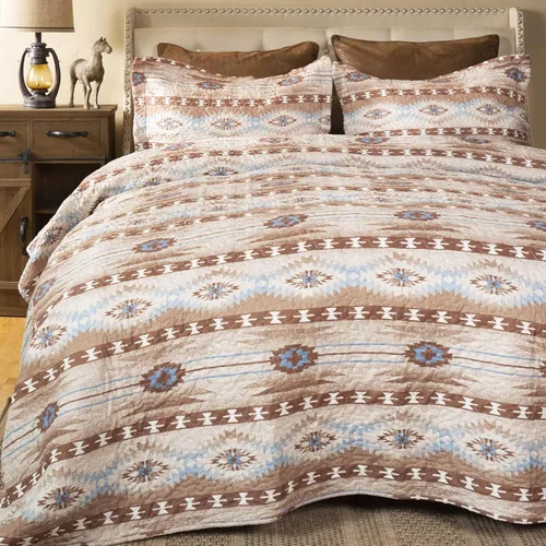 Miniatura 10 de CARSTENS, INC. Western Aztec Country - Juego de ropa de cama de microfibra de 3 piezas, juego de edredón de microfibra de 3 piezas, Wrangler Western