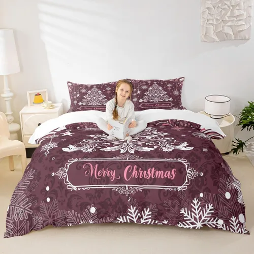 Miniatura 49 de Juego de funda de edredón para niños de Feliz Navidad, tamaño King, juego de ropa de cama de pingüinos de dibujos animados, animales árticos