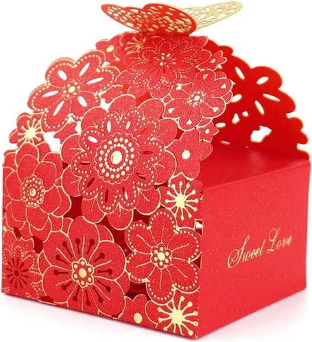 Miniatura 18 de Kslong Juego de 50 unidades por juego de cajas de regalo de galletas, recuerdos románticos de boda, bonita caja de chocolate para bodas, suministros