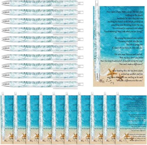 Seajan 30 juegos de Starfish Story Gifts Bulk You Make a Difference Bolígrafos con tarjetas de estrellas de mar para empleados, compañeros de