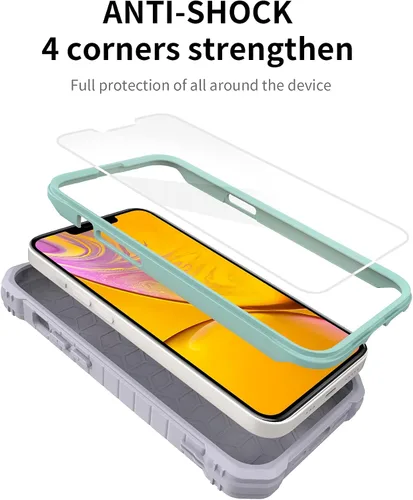 Miniatura 2 de Funda para Apple iPhone 13 (no iPhone 13 Pro), protección de grado militar a prueba de golpes con protector de pantalla HD de vidrio templado