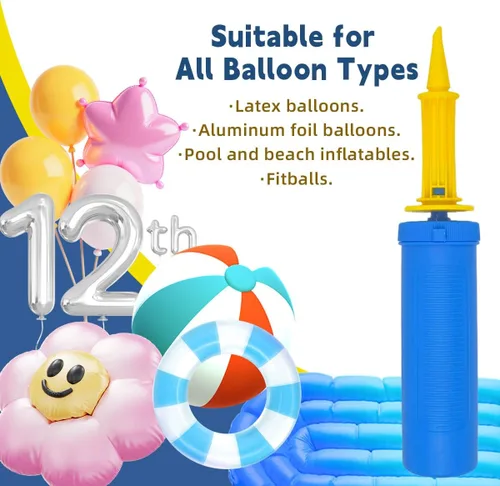 Miniatura 2 de SUSWIM Balloon Pump Handheld Two-Way Dual Action,Double-Way Air Intake Portable Manual Inflator for Balloons,Swimming Rings, Inflatable Toys, Party