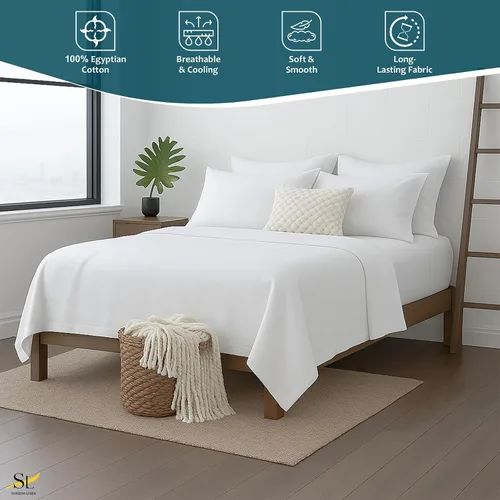 Miniatura 2 de Shreem Linen Juego de sábanas tamaño individual de 6 piezas, sábanas 100% algodón egipcio, ropa de cama de lujo de hotel, bolsillo profundo de 18