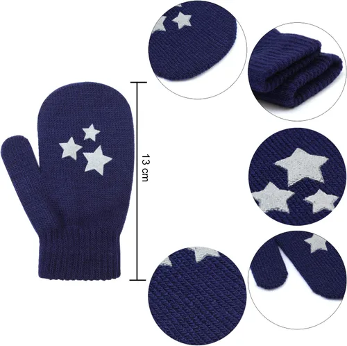 Miniatura 2 de Cooraby - 6 pares de guantes unisex mágicos de punto, elásticos, de invierno, para bebé