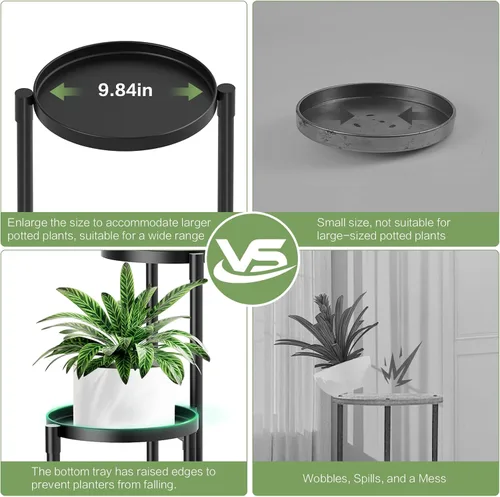 Miniatura 4 de Soporte esquinero de metal de 3 niveles para interiores y exteriores, soporte para múltiples macetas de 30 pulgadas de alto, organizador de plantas