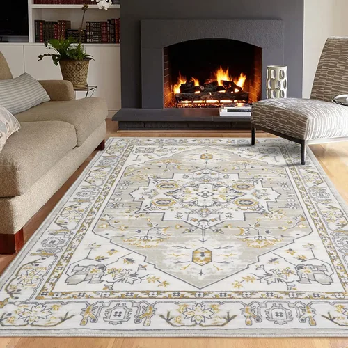 Miniatura 9 de COZYLOOM Alfombra de área de 2 x 6 pies, tribal, envejecida, para entrada, medallón vintage, alfombra para interiores, alfombra de pelo bajo, suave