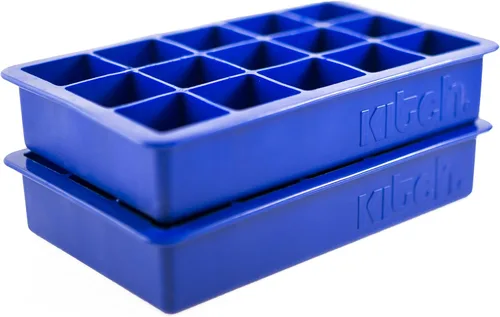 Miniatura 5 de Kitch Cube, bandeja de hielo, paquete de 2 cubos de hielo de silicona, color azul cobalto