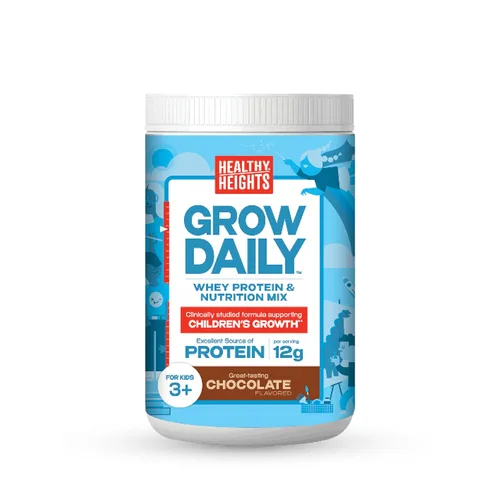Healthy Heights Grow Daily Kids - Mezcla de bebida proteica (chocolate) - Batido alto en proteínas para niños de 3 años, 10.6 onzas