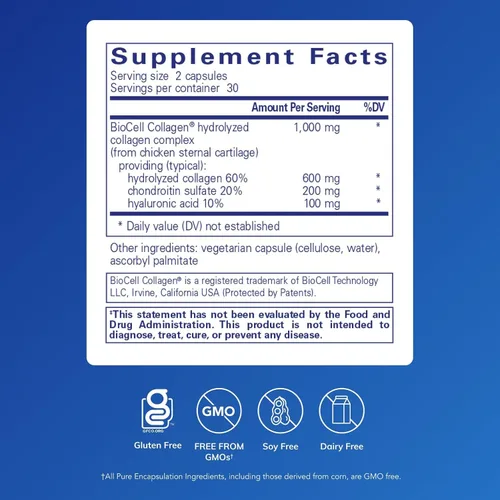 Miniatura 2 de Pure Encapsulations Collagen JS - Salud de la piel y las articulaciones* - 1,000 mg de colágeno BioCell hidrolizado - Sin gluten y sin OGM - 60