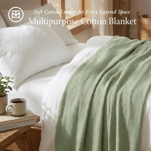 Miniatura 2 de Threadmill Manta de algodón de lujo tamaño King Mantas acogedoras de algodón para todas las estaciones para cama tamaño King Manta térmica suave