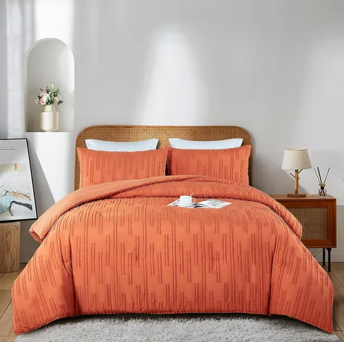 Miniatura 2 de Ikawaapurry Juego de edredón de tamaño Queen de color naranja quemado salvia, para cama Queen, estilo rústico, bohemio, esponjoso, ligero