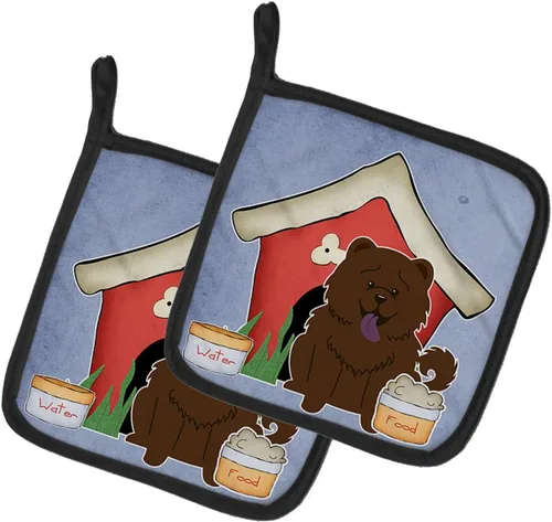 Miniatura 33 de Caroline's Treasures BB2894PTHD Dog House Collection Chow Chow Chow - Par de soportes para ollas, 7.5HX7.5W, multicolor 4-Azul