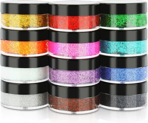 Miniatura 8 de Purpurina para el cuerpo, cara y cabello, YGQQOY Gel de purpurina holográfico para conciertos y festivales, 12