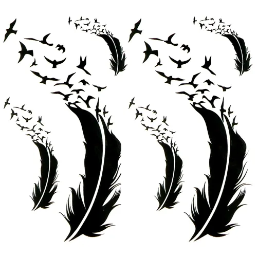 Miniatura 7 de 2 hojas de tatuajes temporales pequeños con flecha de plumas para mujeres adultas, citas realistas en negro y gris, calcomanías falsas de tatuaje