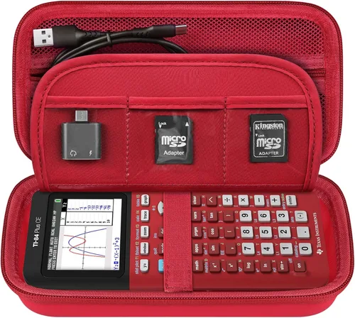 Miniatura 9 de Elonbo Funda de transporte para calculadora gráfica Texas Instruments TI-84 Evo/TI-84 Plus CE Evo, bolsillo de malla adicional para cargador de Azul