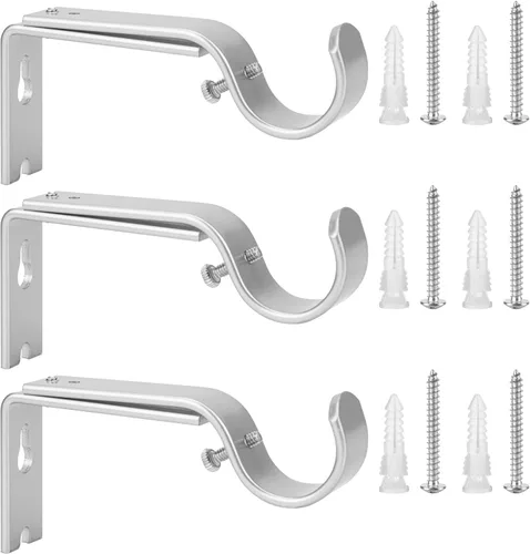 Miniatura 8 de Ycolnaefllr Juego de 2 soportes de barra de cortina ajustables resistentes dorados para barra de cortina para barra de 1 pulgada
