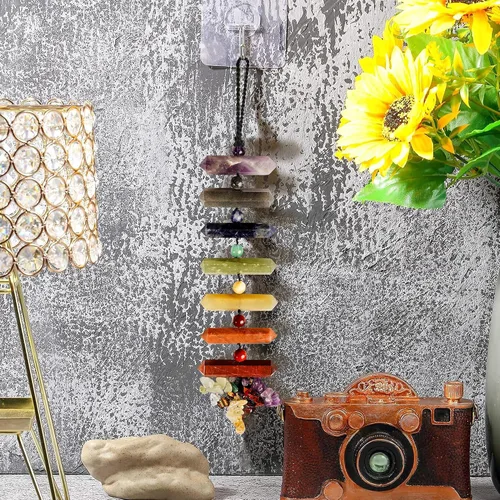 Miniatura 5 de Adornos colgantes de cristal de 7 chakras, piedra de cristal para automóvil, ventana, decoración colgante de pared, decoración hecha a mano