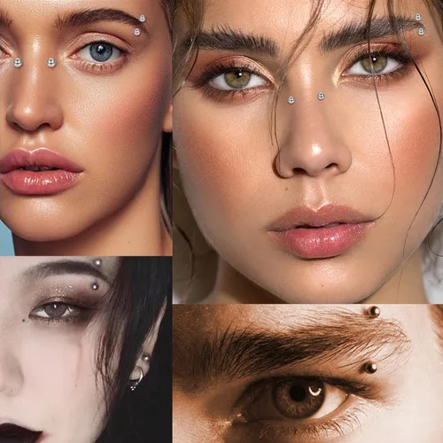 Miniatura 6 de Zolure - Anillos de imitación, anillos falsos para cejas, pernos de labret de labios falsos, bolas de reemplazo, puntas con 100 piezas de pegatinas