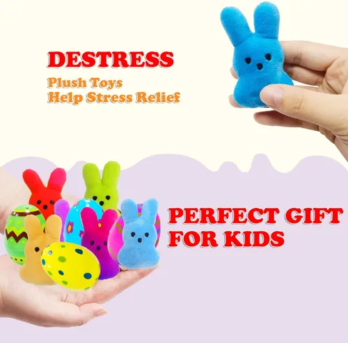 Miniatura 2 de 24 piezas de huevos de Pascua prellenados con conejito de peluche, juguetes de animales para decoración de llavero, juguete de peluche ideal