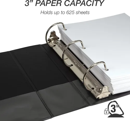 Miniatura 373 de Samsill - Carpeta duradera de 5 pulgadas, fabricada en los Estados Unidos, con anillos en D, transparente y personalizable, color blanco