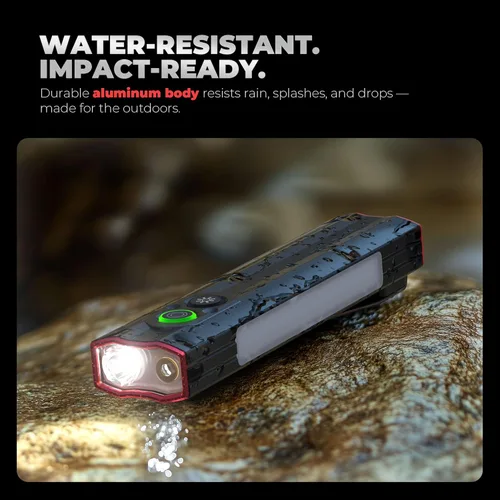 Miniatura 8 de Favourlite Linterna plana recargable, 1200 lúmenes, luz de trabajo magnética de bolsillo con clip, luz lateral RGB y haz rojo, 4 fuentes de luz