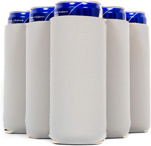 Miniatura 30 de QualityPerfection Fundas delgadas para enfriar latas, cerveza/energía (paquete de 6) para bebidas en blanco, 12 onzas, alta calidad, 0.157 in