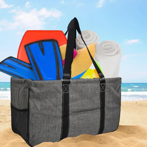 Miniatura 137 de NGIL Bolsa de comestibles reutilizable extra grande plegable de gran tamaño para comestibles, almacenamiento, picnic, playa, Bronco-negro occidental