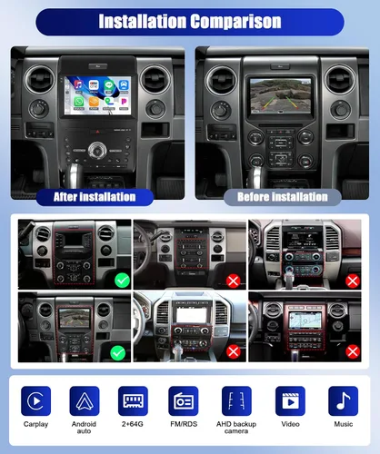 Miniatura 2 de Para Ford F150 2013-2014 Android 15 Estéreo de coche 9 pulgadas pantalla táctil 2G+64G con CarPlay inalámbrico Android Auto Mirror Link 26UI