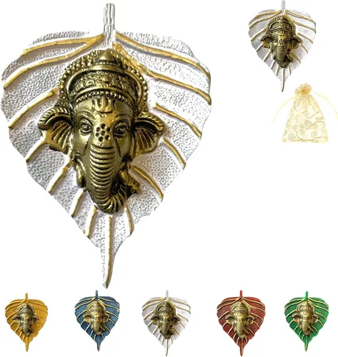 Miniatura 20 de LOVENSPIRE Ganesha de hoja de metal para colgar en la pared, decoración para el hogar, sala de estar, oficina, obra decorativa de arte indio