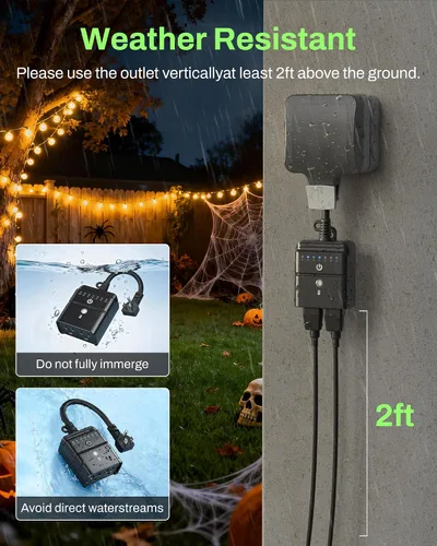 Miniatura 5 de BN-LINK Temporizador para exteriores con control remoto, sensor de luz del atardecer al amanecer, salida de temporizador impermeable enchufable, 2
