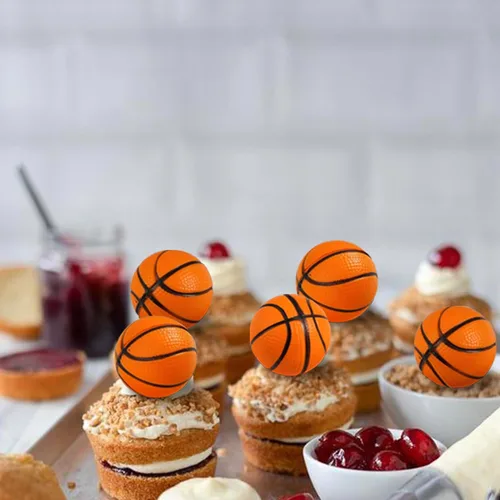 Miniatura 3 de Rsstarxi Paquete de 12 adornos 3D para cupcakes de baloncesto para decoración de tartas de baloncesto para temática deportiva, baby shower, fiesta