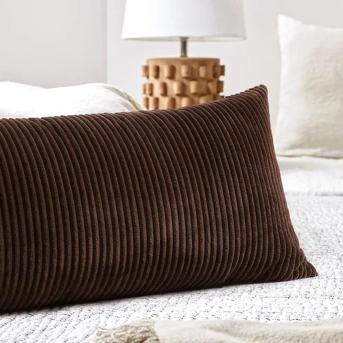 Miniatura 355 de Artscope Fundas de Almohada de Pana a Rayas Acogedoras Súper Suaves Decorativas Cuadradas Fundas de Cojín para Sofá Sillón Dormitorio Decoración