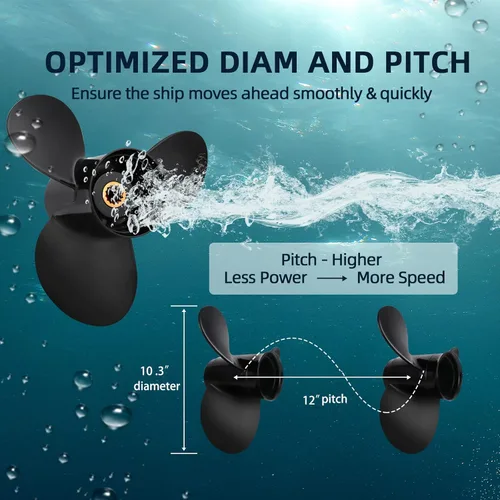 Miniatura 7 de OEM Upgrade Aluminum Boat Propeller Fit BRP Johnson Evinrude OMC Stern Drive 15-35 HP OEM#765049 763486 765050 778863 20 25 30 35 HP 14 Spline Tooth