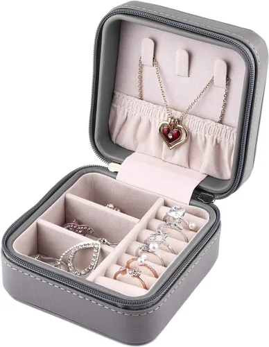 Duomiila - Caja de joyería pequeña, mini organizador de viaje portátil, para anillos, aretes, collares. Un regalo para niñas y mujeres