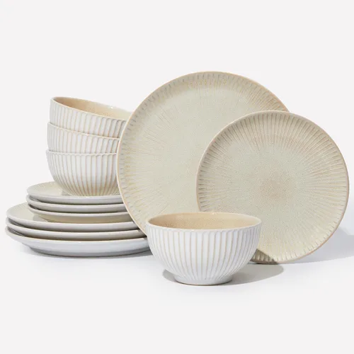 Miniatura 25 de Pokini - Juegos de vajilla de gres para cena, juego de platos y cuencos de cerámica, platos de cocina aptos para microondas y lavavajillas, platos