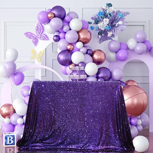 Miniatura 143 de PartyDelight Mantel de lentejuelas redondo de 50 pulgadas, color dorado claro, adorno de mesa para decoración de bodas, fiestas, cumpleaños