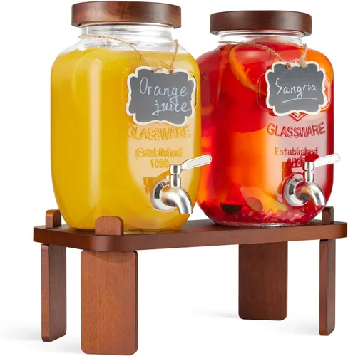 Miniatura 10 de Dispensador de 1 galón para bebidas en fiestas, dispensador de bebidas de vidrio con soporte, dispensador de agua con espiga de acero inoxidable