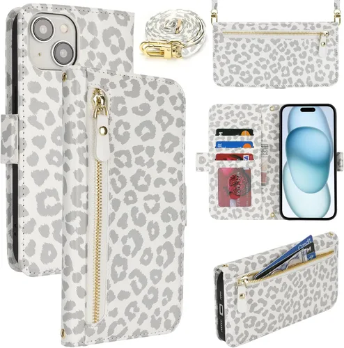 Miniatura 55 de Lipvina Funda tipo cartera para iPhone 12 Pro Max / 13 Pro Max para mujeres, bolsillo con cremallera, funda de teléfono de cuero PU con soporte