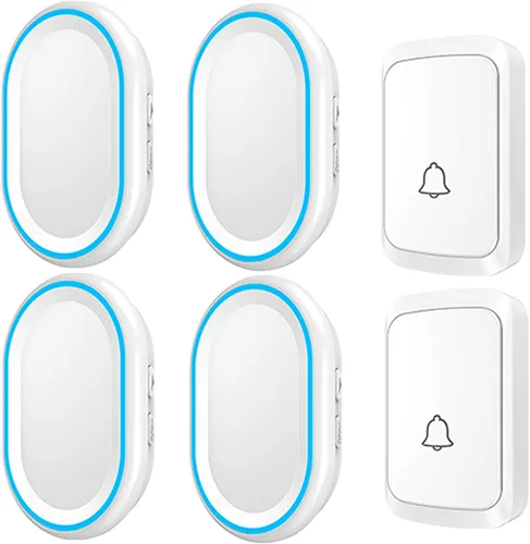 Miniatura 8 de Timbre inalámbrico, timbre de entrada enchufable con 4 receptores, alcance de 1000 pies, campanilla de puerta impermeable, 58 melodías, volumen de 4