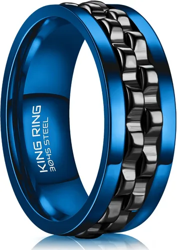 Miniatura 15 de King Ring Anillos giratorios de engranajes de 0.315 pulgadas – Anillos para ansiedad ultra pulidos para hombres y mujeres – Diseñado en Estados