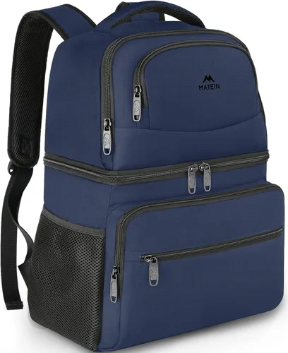 Miniatura 12 de MATEIN Mochila enfriadora, 26 latas, mochila térmica de almuerzo para hombres y mujeres, a prueba de fugas, de doble capa, mochila de almuerzo Gris